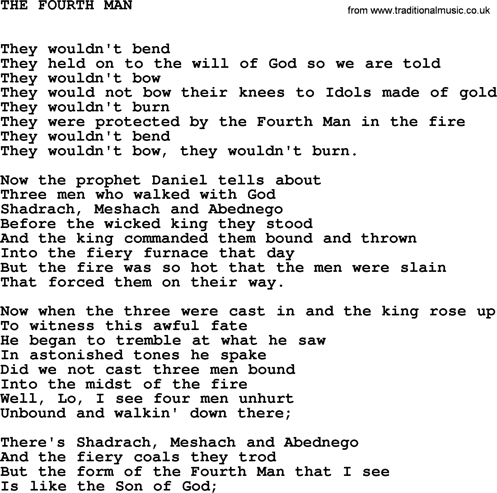 Johnny Cash song The Fourth Man.txt lyrics