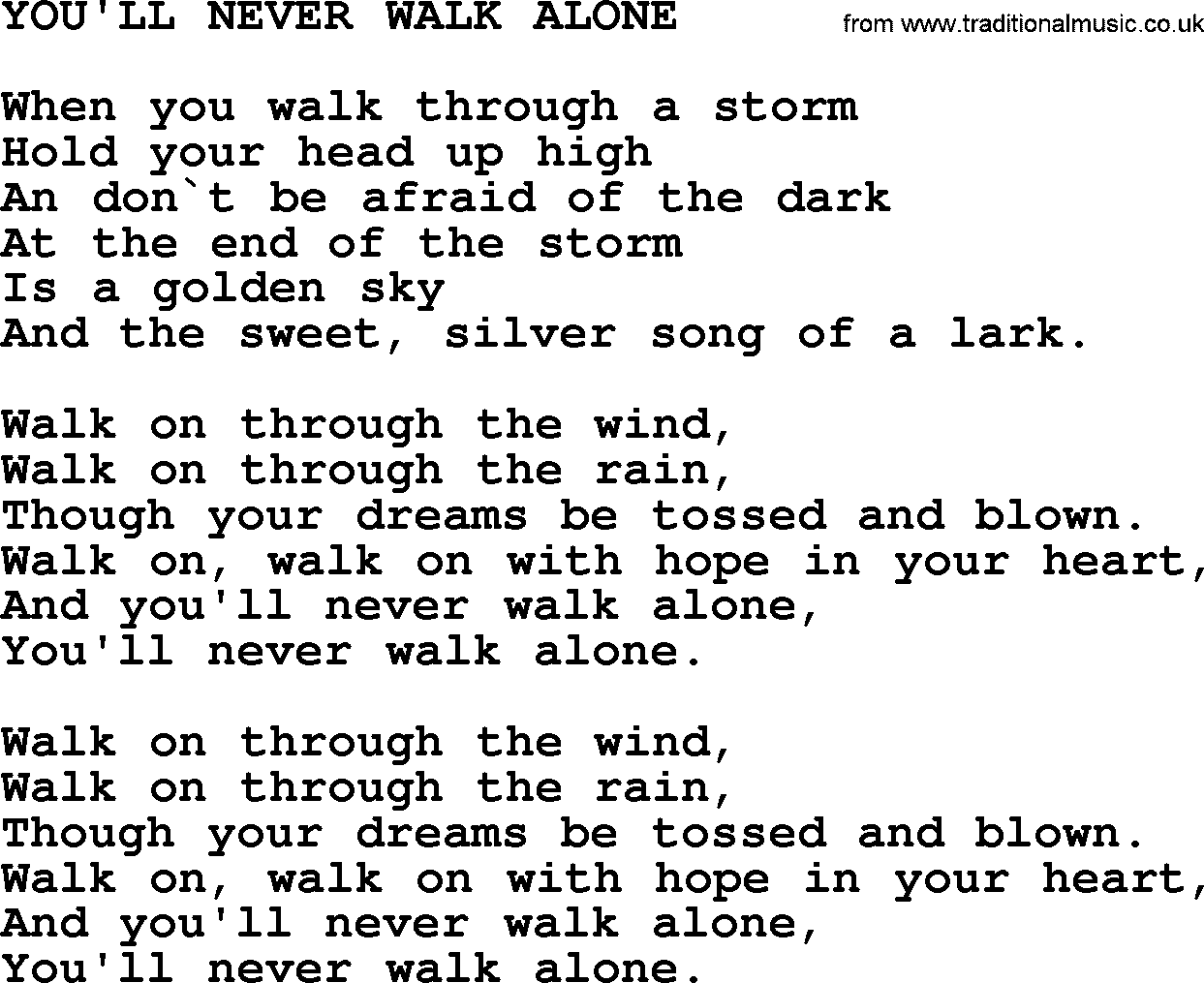 Johnny Cash song You'll Never Walk Alone.txt lyrics