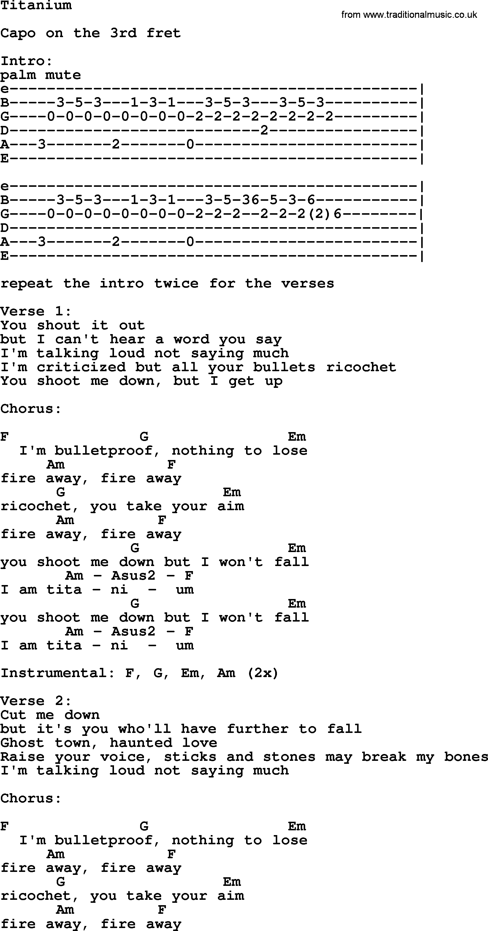 Kris Kristofferson song: Titanium lyrics and chords