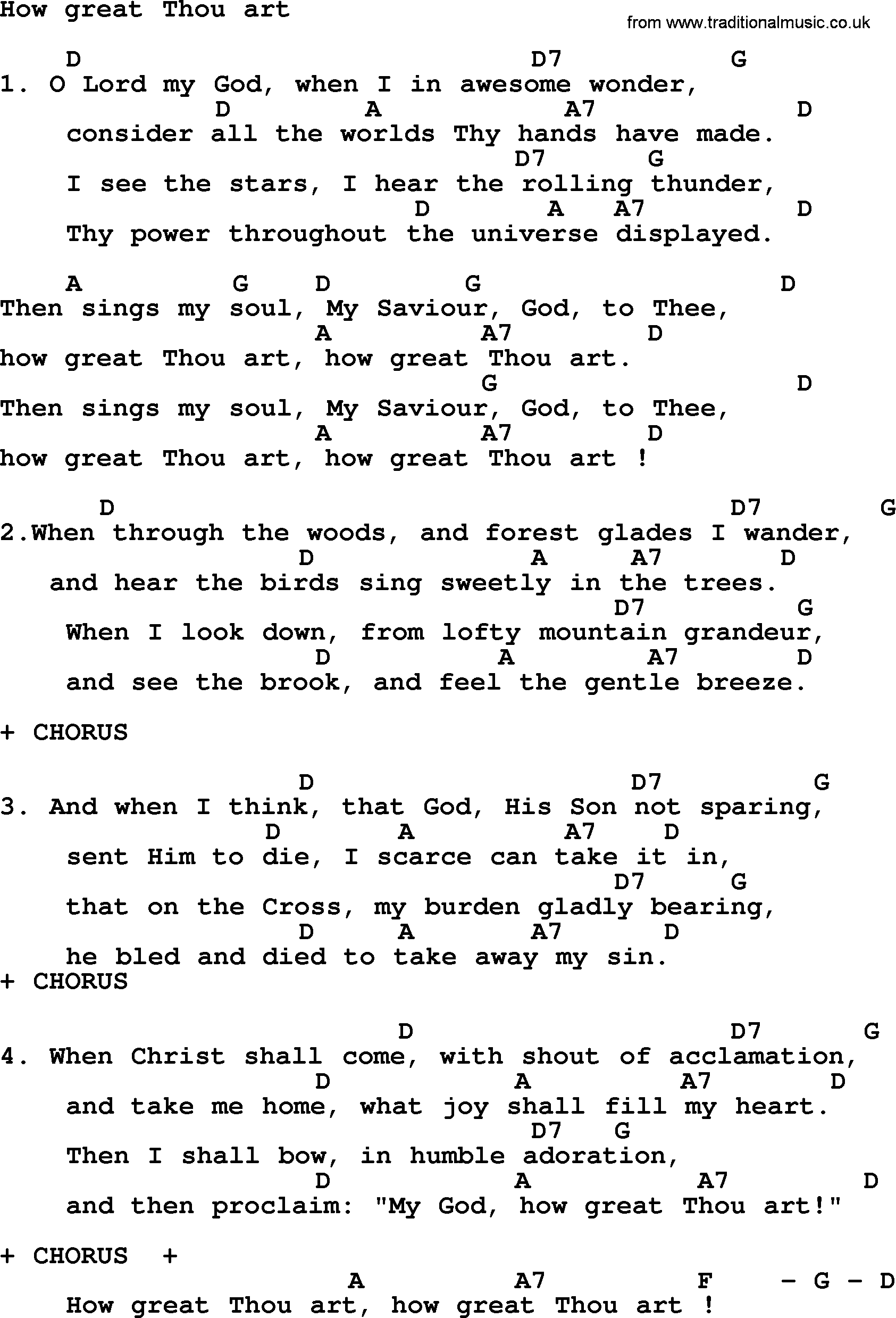 Lyrics For How Great Thou Art - LyricsWalls
