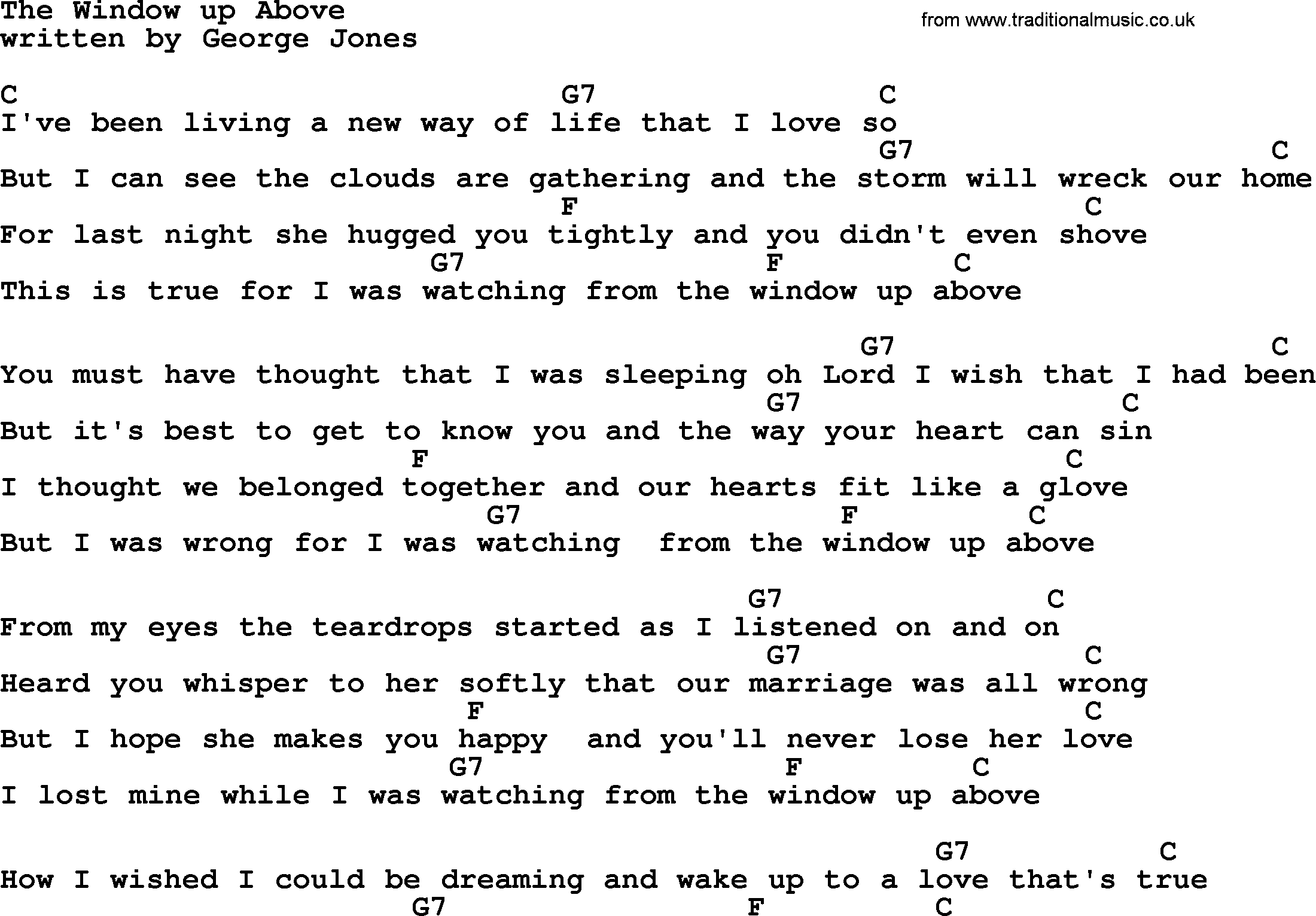 Loretta Lynn song: The Window Up Above lyrics and chords