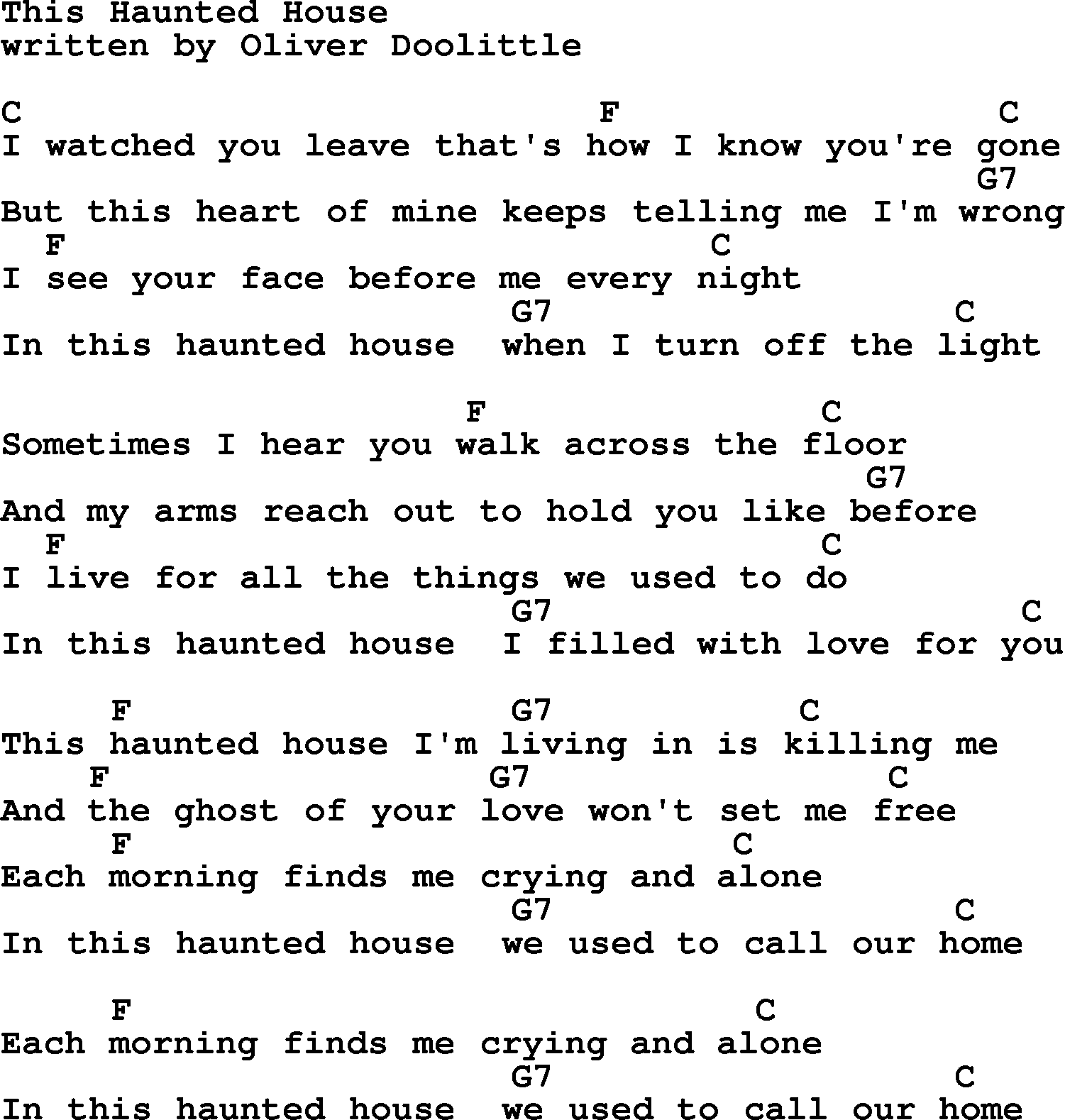 Loretta Lynn song: This Haunted House lyrics and chords