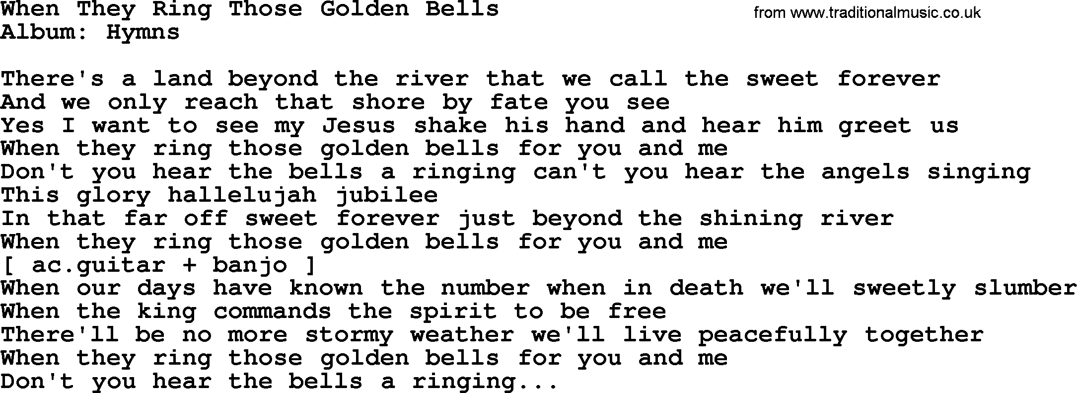 Loretta Lynn song: When They Ring Those Golden Bells lyrics