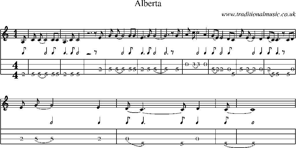 Mandolin Tab and Sheet Music for Alberta