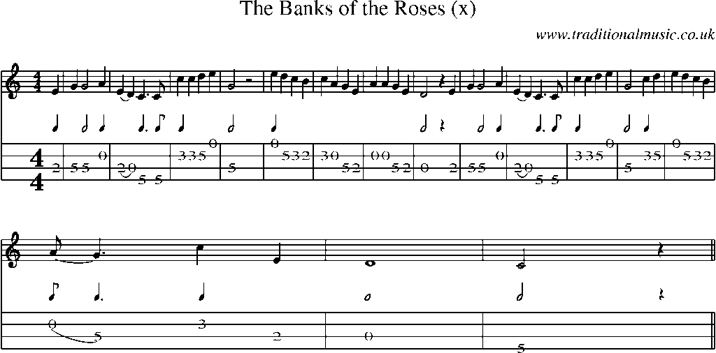 Mandolin Tab and Sheet Music for The Banks Of The Roses (x)