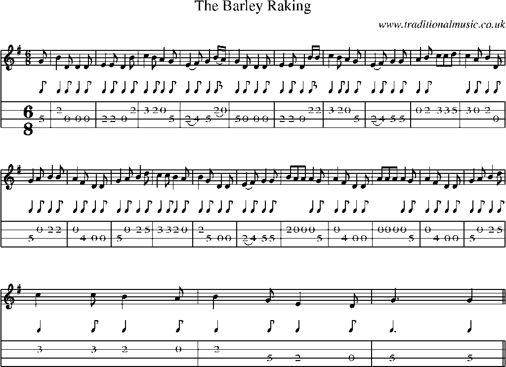 Mandolin Tab and Sheet Music for The Barley Raking