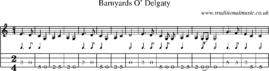 Mandolin Tab and Sheet Music for Barnyards O' Delgaty