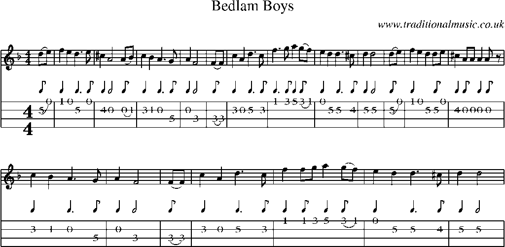 Mandolin Tab and Sheet Music for Bedlam Boys
