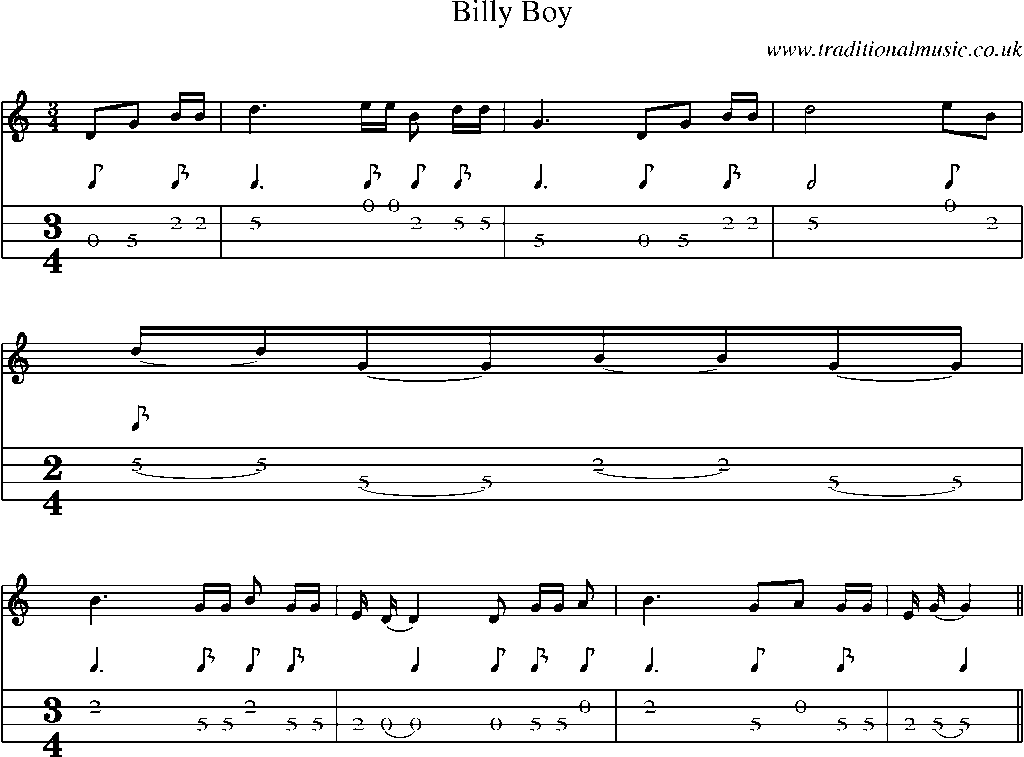 Mandolin Tab and Sheet Music for Billy Boy(12)