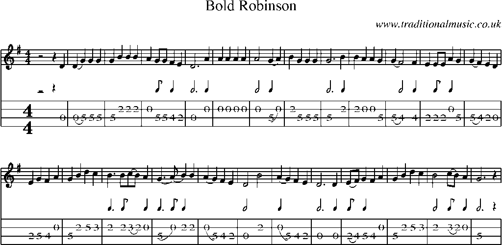 Mandolin Tab and Sheet Music for Bold Robinson