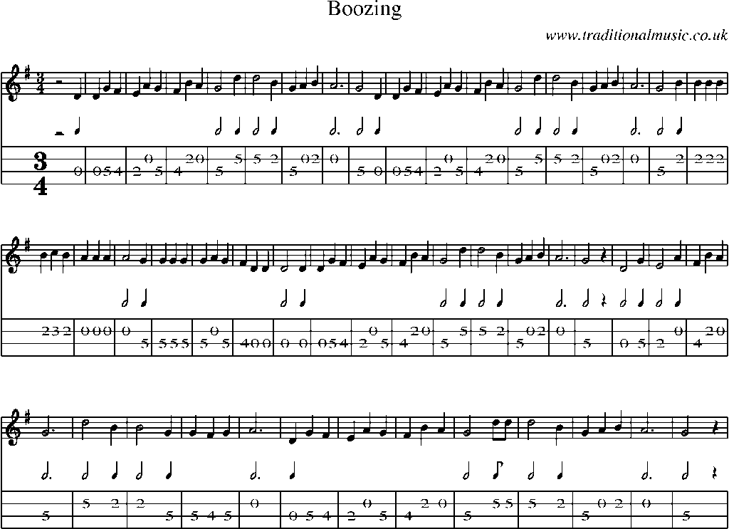 Mandolin Tab and Sheet Music for Boozing