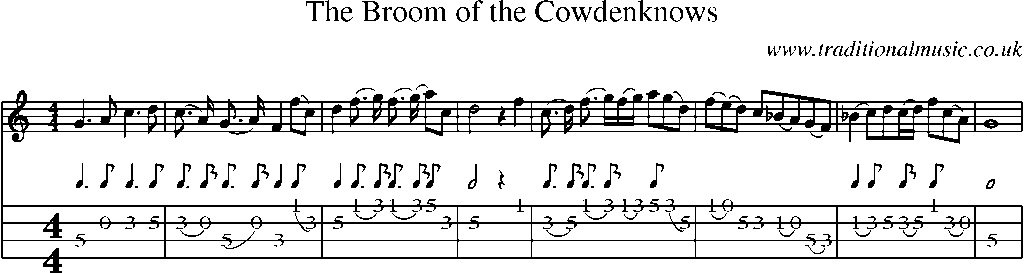 Mandolin Tab and Sheet Music for The Broom Of The Cowdenknows