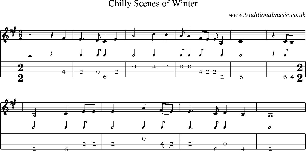 Mandolin Tab and Sheet Music for Chilly Scenes Of Winter