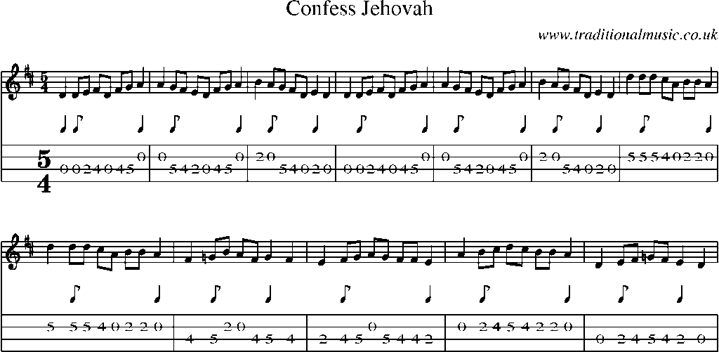 Mandolin Tab and Sheet Music for Confess Jehovah