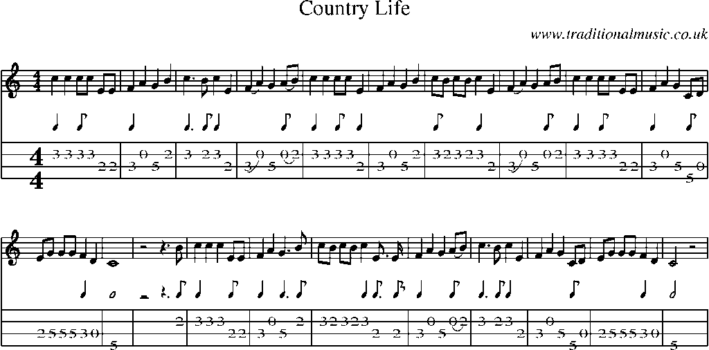 Mandolin Tab and Sheet Music for Country Life
