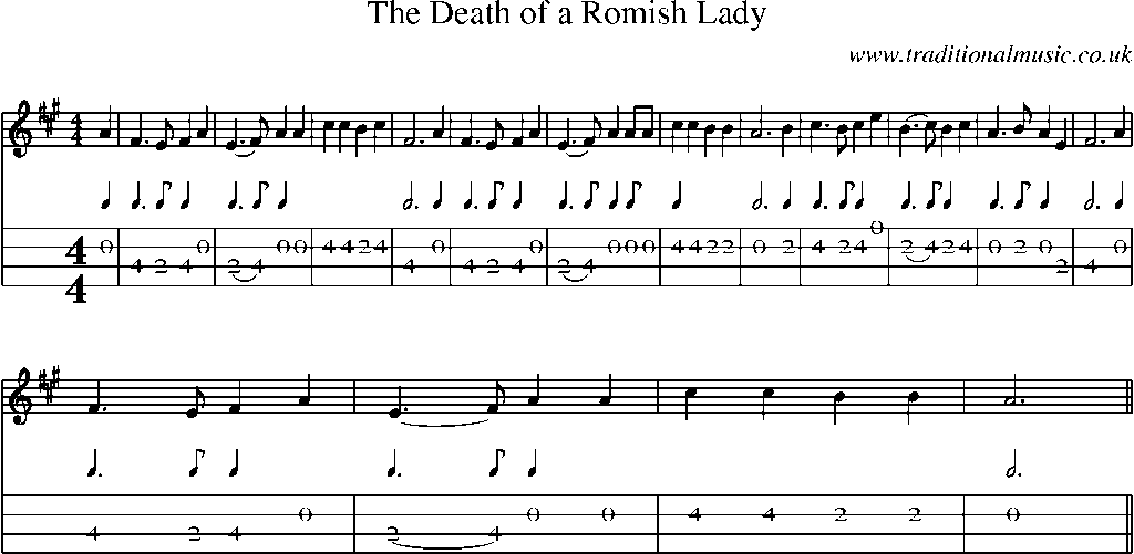 Mandolin Tab and Sheet Music for The Death Of A Romish Lady