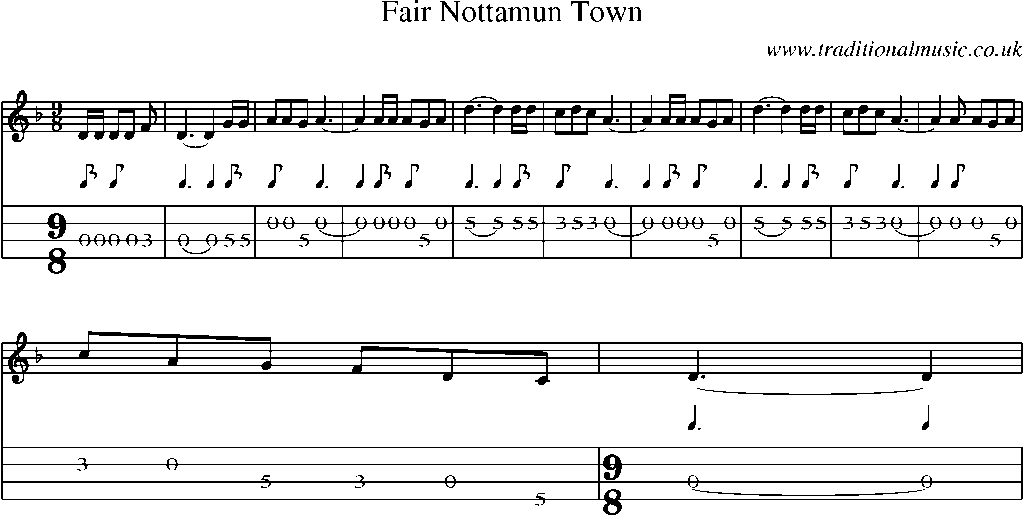 Mandolin Tab and Sheet Music for Fair Nottamun Town