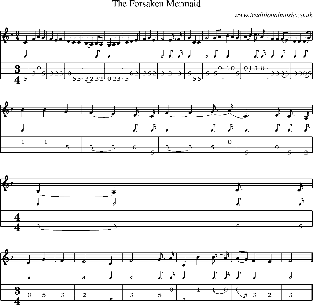 Mandolin Tab and Sheet Music for The Forsaken Mermaid