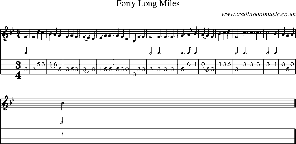 Mandolin Tab and Sheet Music for Forty Long Miles