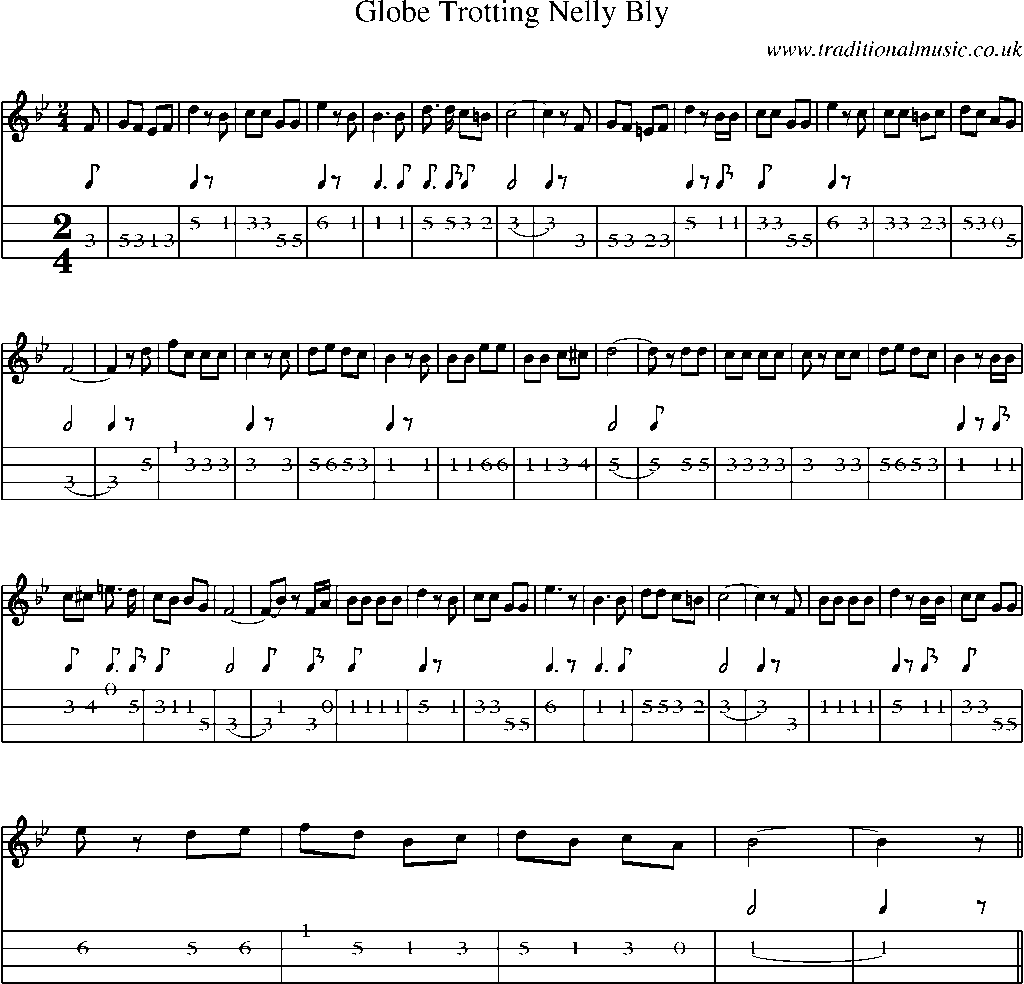 Mandolin Tab and Sheet Music for Globe Trotting Nelly Bly
