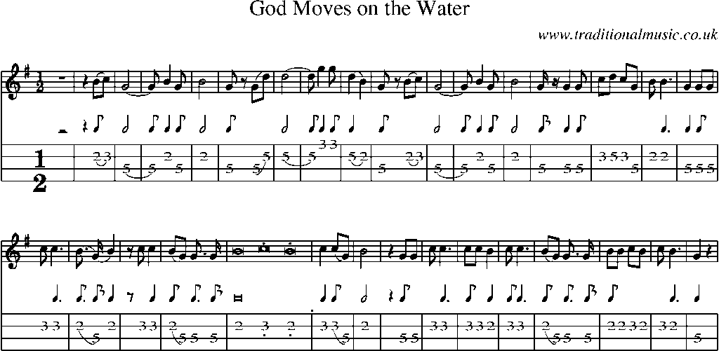 Mandolin Tab and Sheet Music for God Moves On The Water