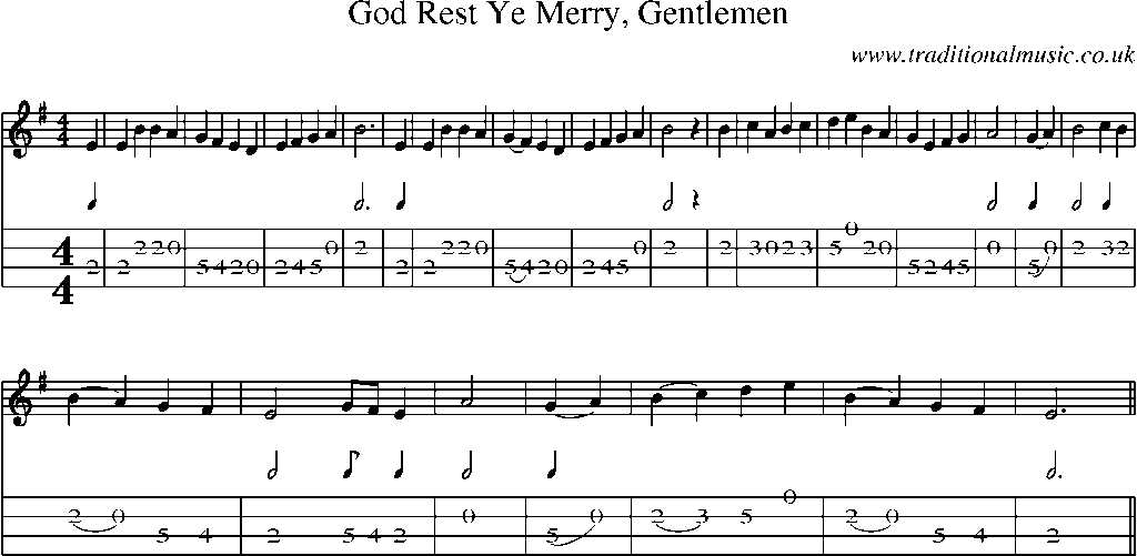 Mandolin Tab and Sheet Music for God Rest Ye Merry, Gentlemen