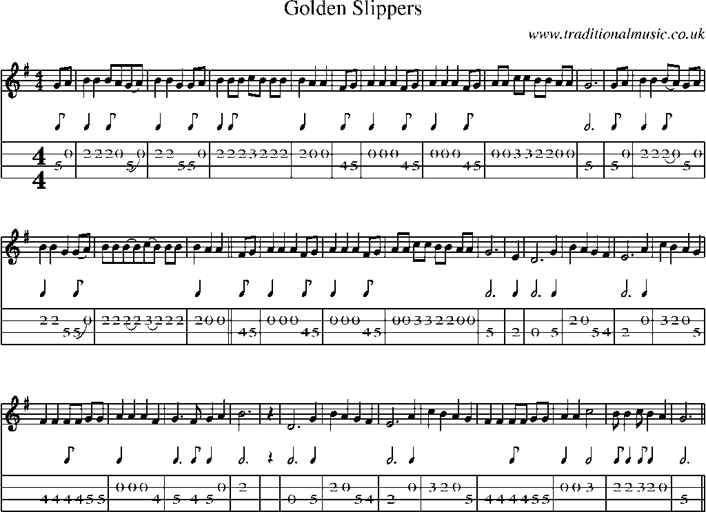 Mandolin Tab and Sheet Music for Golden Slippers