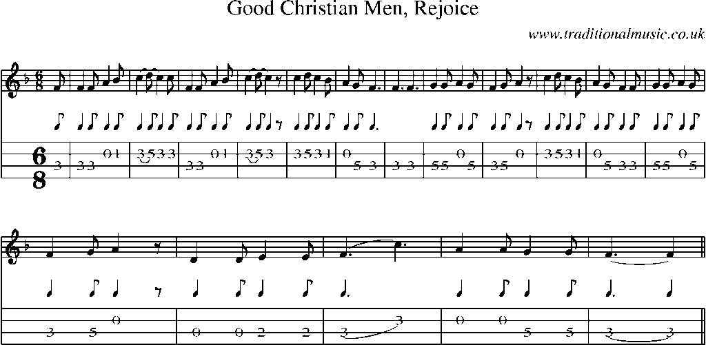 Mandolin Tab and Sheet Music for Good Christian Men, Rejoice