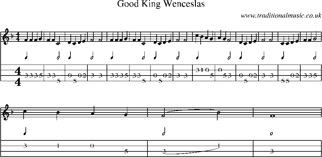 Mandolin Tab and Sheet Music for Good King Wenceslas