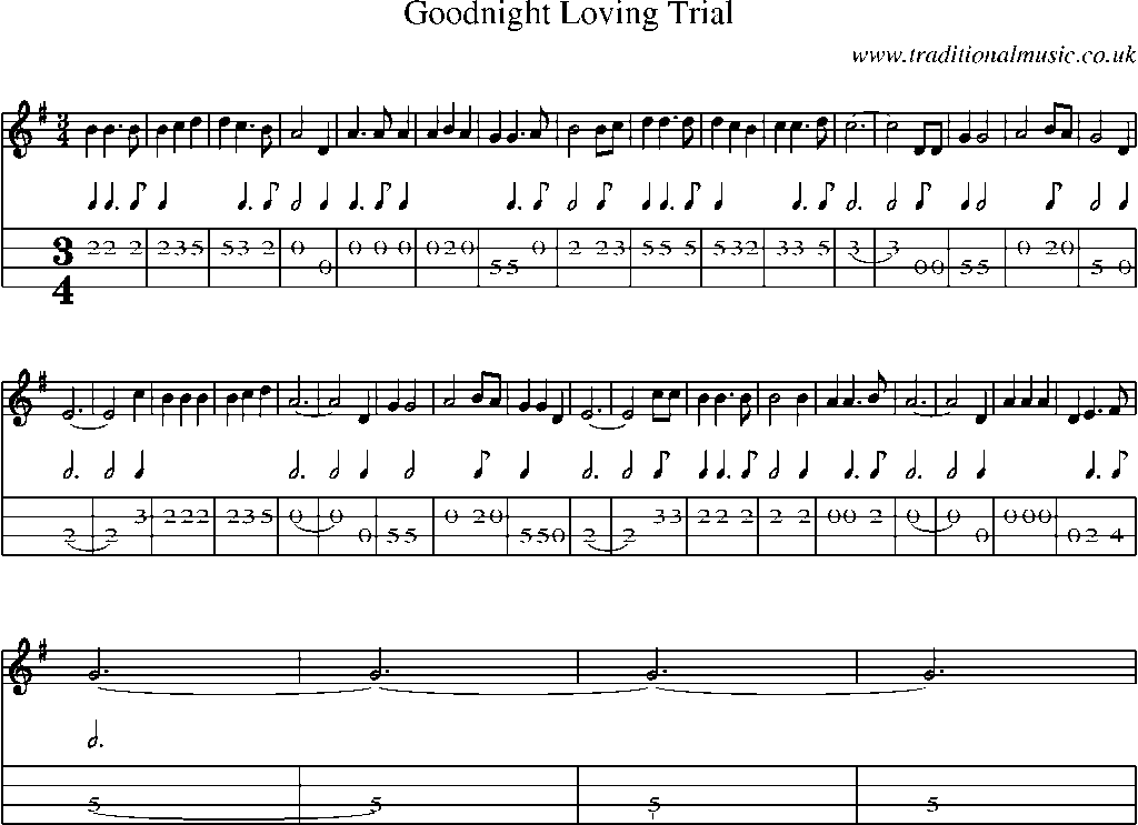 Mandolin Tab and Sheet Music for Goodnight Loving Trial