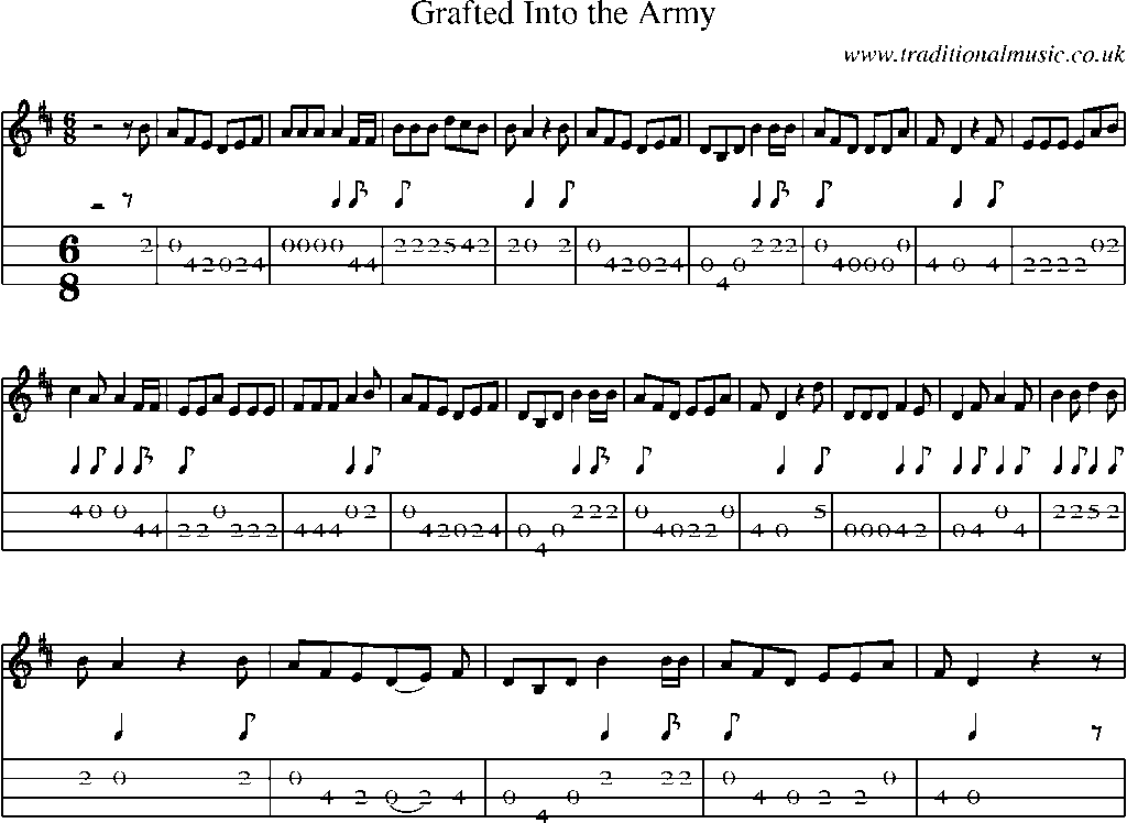 Mandolin Tab and Sheet Music for Grafted Into The Army