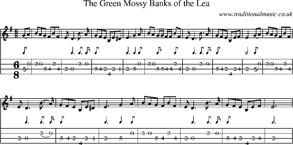 Mandolin Tab and Sheet Music for The Green Mossy Banks Of The Lea(1)