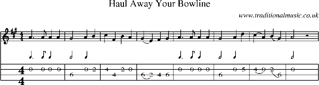 Mandolin Tab and Sheet Music for Haul Away Your Bowline