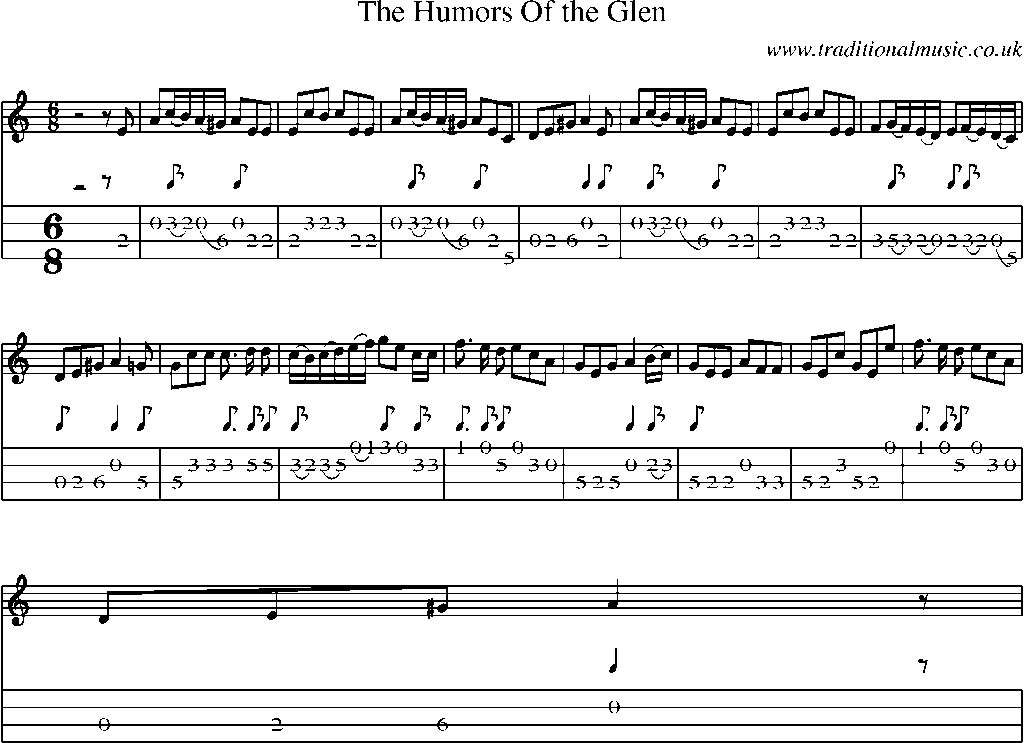 Mandolin Tab and Sheet Music for The Humors Of The Glen