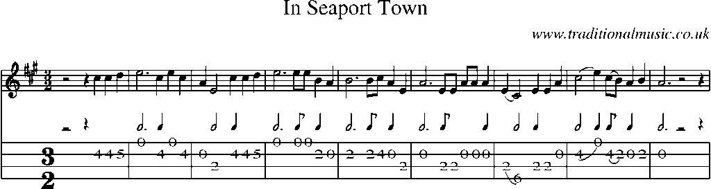 Mandolin Tab and Sheet Music for In Seaport Town