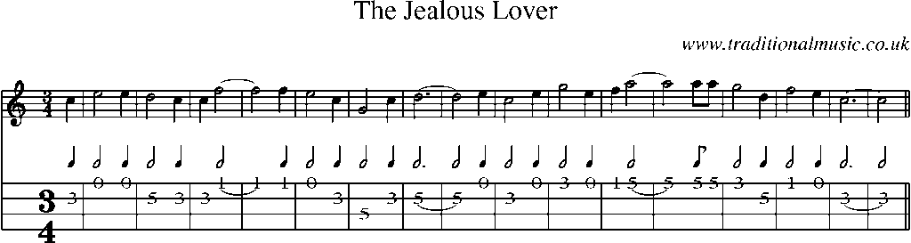 Mandolin Tab and Sheet Music for The Jealous Lover(2)