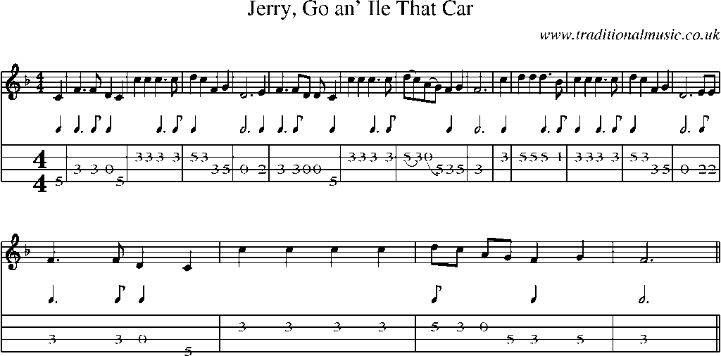 Mandolin Tab and Sheet Music for Jerry, Go An' Ile That Car