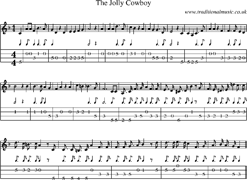 Mandolin Tab and Sheet Music for The Jolly Cowboy