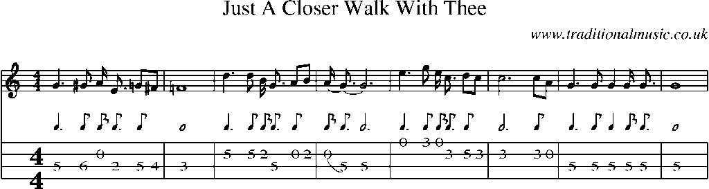 Mandolin Tab and Sheet Music for song:Just A Closer Walk With Thee