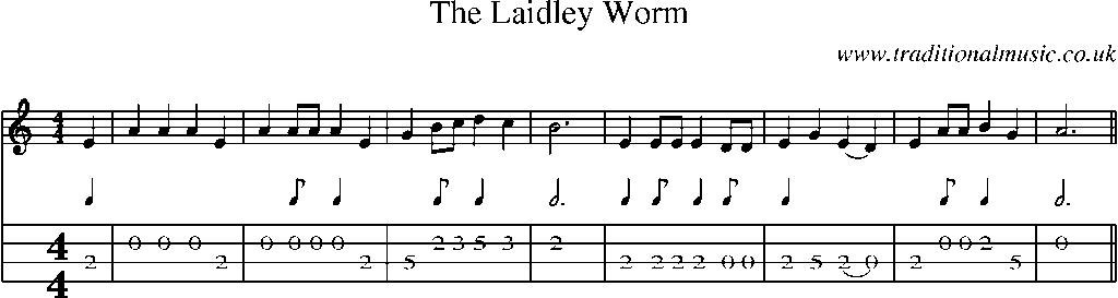 Mandolin Tab and Sheet Music for song:The Laidley Worm