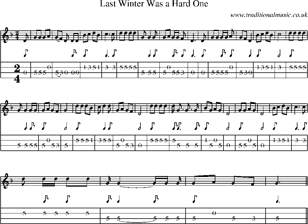 Mandolin Tab and Sheet Music for Last Winter Was A Hard One