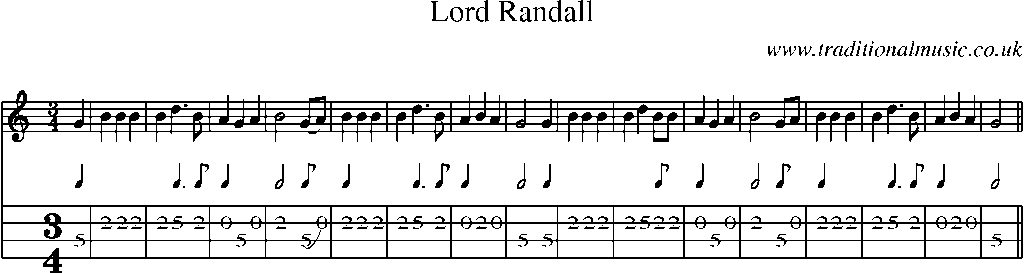 Mandolin Tab and Sheet Music for Lord Randall(3)