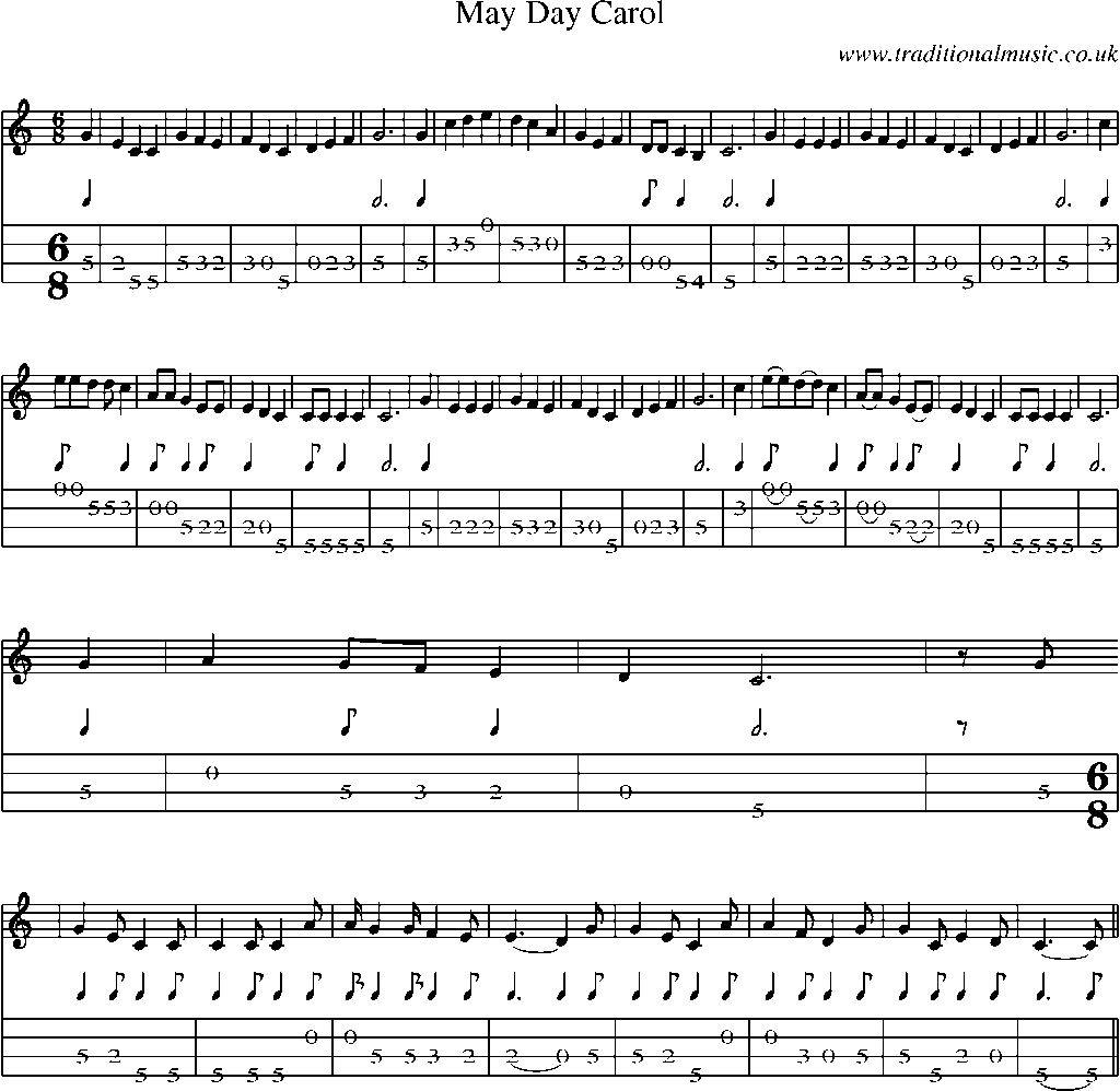Mandolin Tab and Sheet Music for May Day Carol