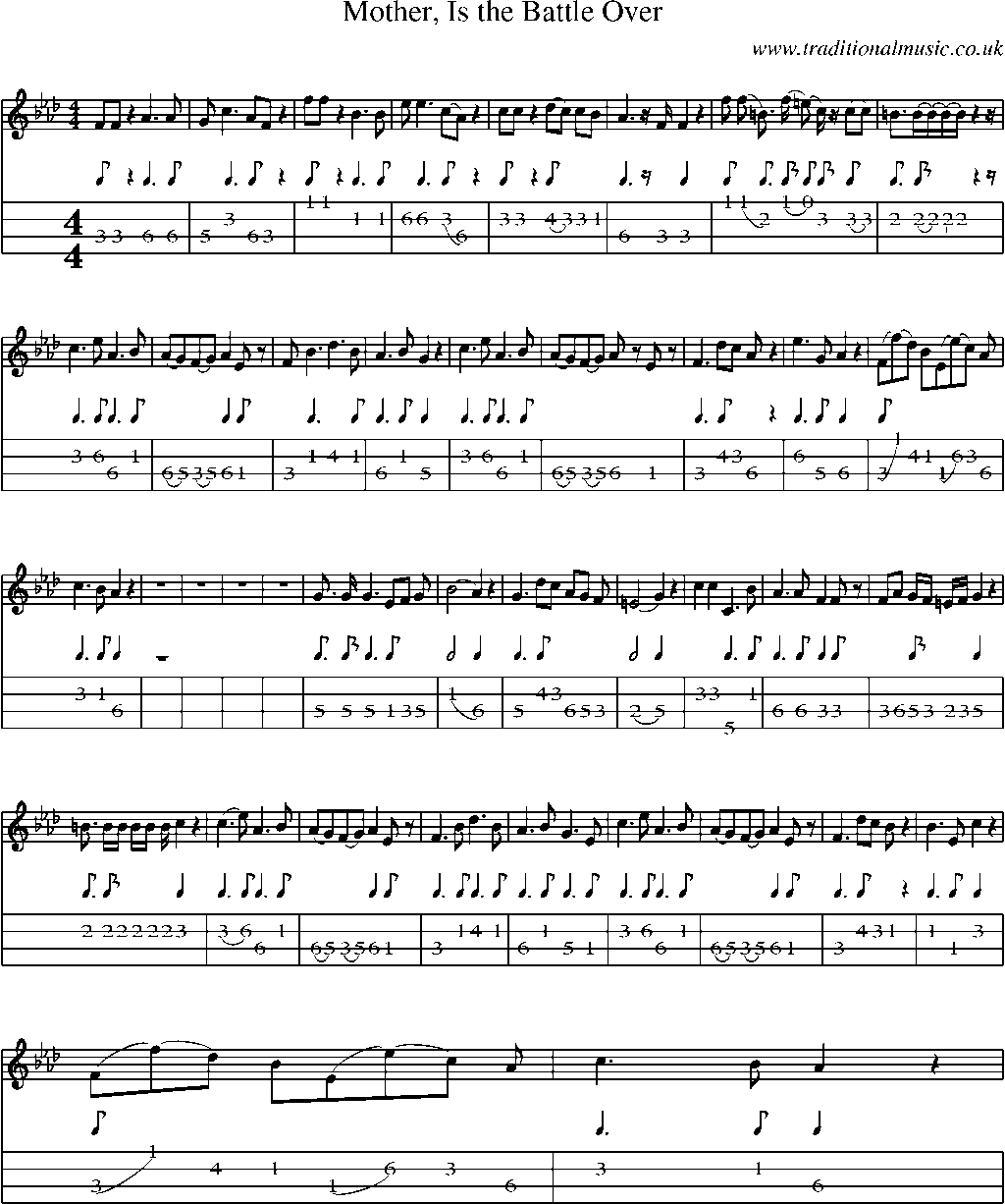 Mandolin Tab and Sheet Music for Mother, Is The Battle Over