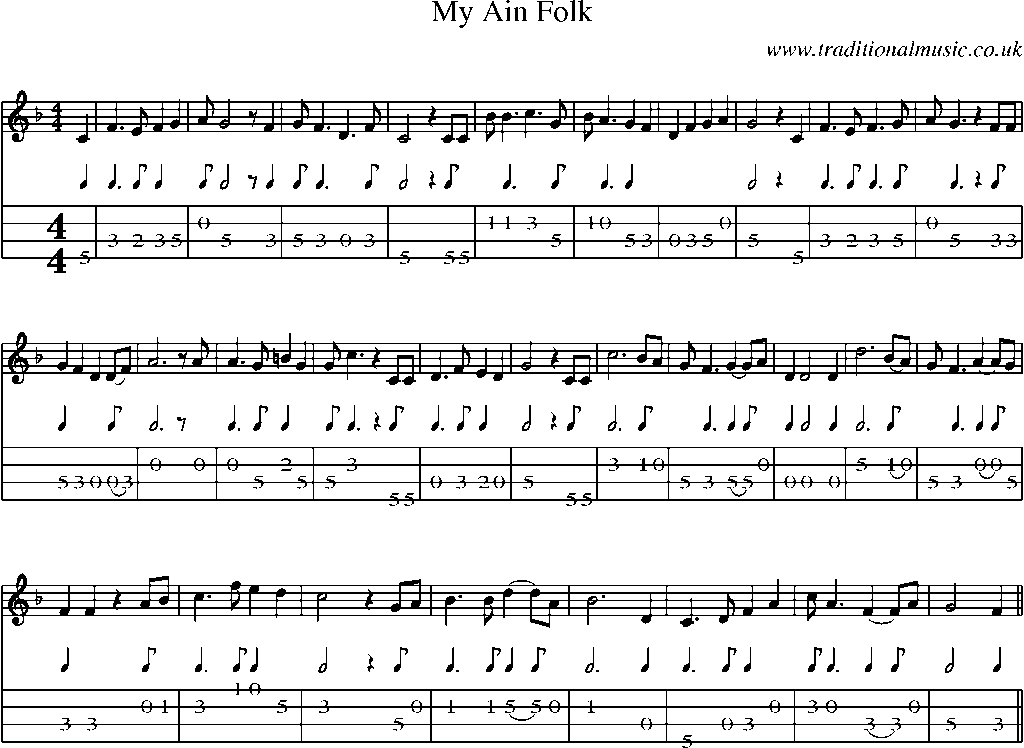 Mandolin Tab and Sheet Music for My Ain Folk