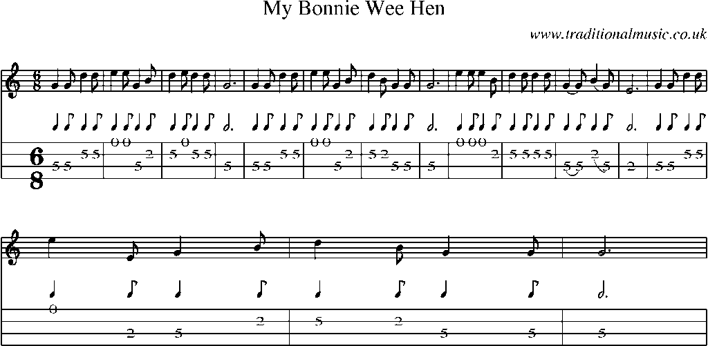 Mandolin Tab and Sheet Music for My Bonnie Wee Hen