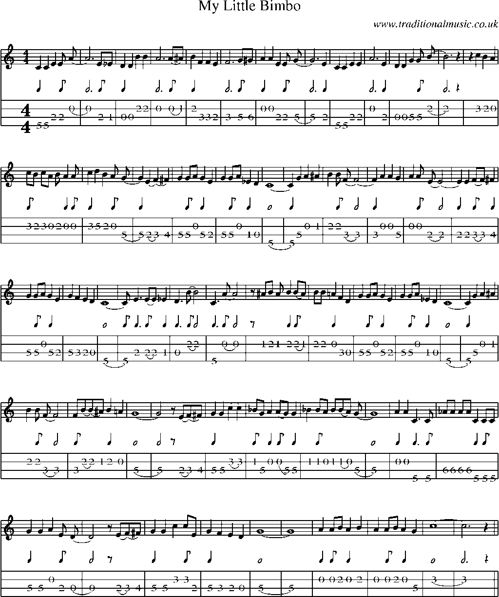 Mandolin Tab and Sheet Music for My Little Bimbo