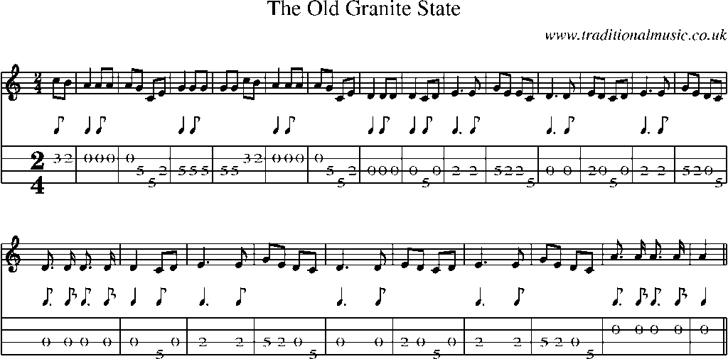Mandolin Tab and Sheet Music for The Old Granite State