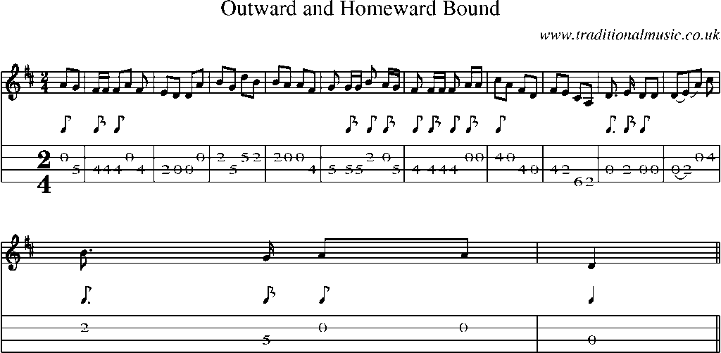 Mandolin Tab and Sheet Music for Outward And Homeward Bound