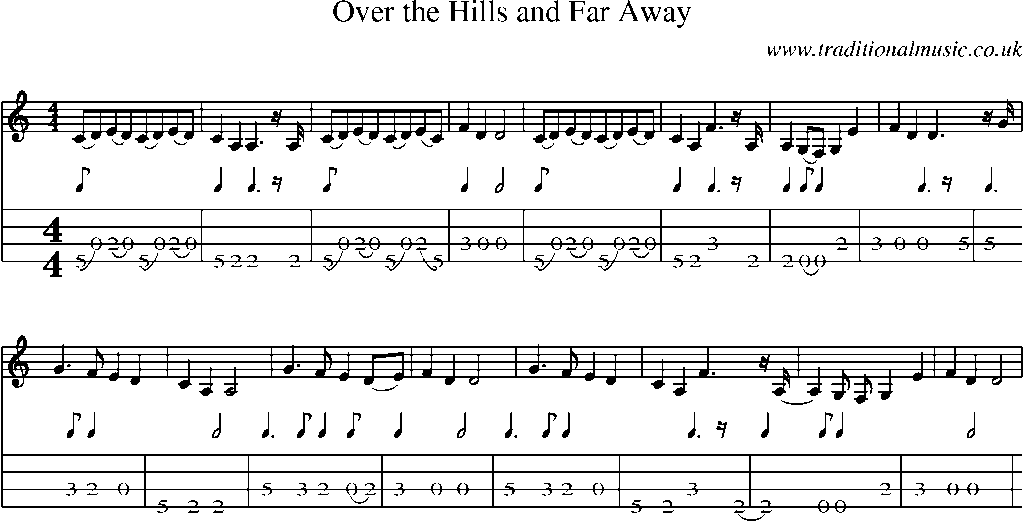 Mandolin Tab and Sheet Music for Over The Hills And Far Away